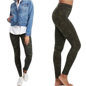 Spanx Look At Me Now Seamless Leggings Green Camo M Tummy Control Camouflage